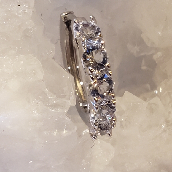 Swarovski Jewelry - New Swarovski White Gold Huggies, on 925 Silver, Five Crystal, 18K Gold